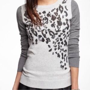 Womens NWT Express‎ Sequin Leopard Crewneck Long Sleeve Sweater